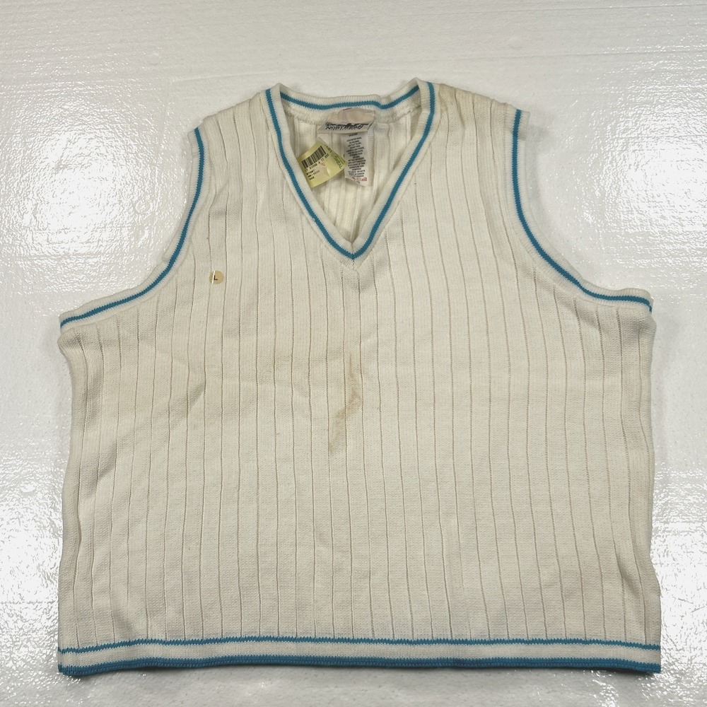 New Vintage Northern Reflections V-Neck Sweater Vest Women's Large Ribbed Preppy